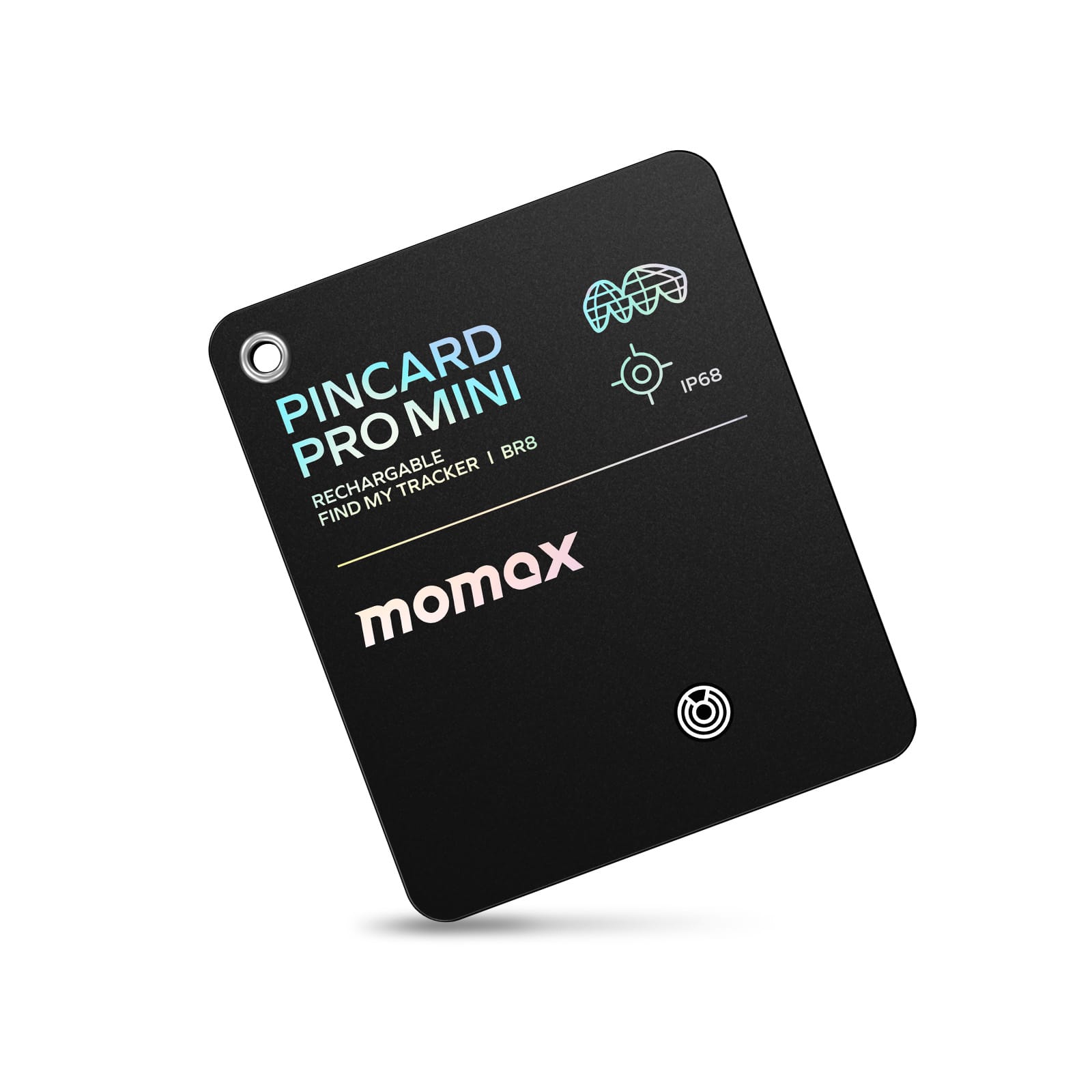Momax - Rechargeable Bluetooth Tracker, Key Finder IP68 Waterproof, iOS Only Smart Tracking Tag for Luggage, Wallet - Small - Black