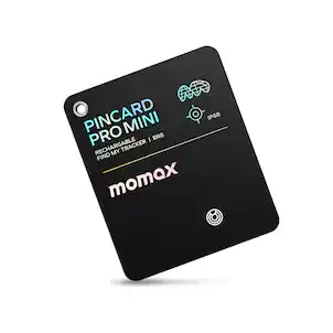 Momax - Rechargeable Bluetooth Tracker, Key Finder IP68 Waterproof, iOS Only Smart Tracking Tag for Luggage, Wallet - Small - Black