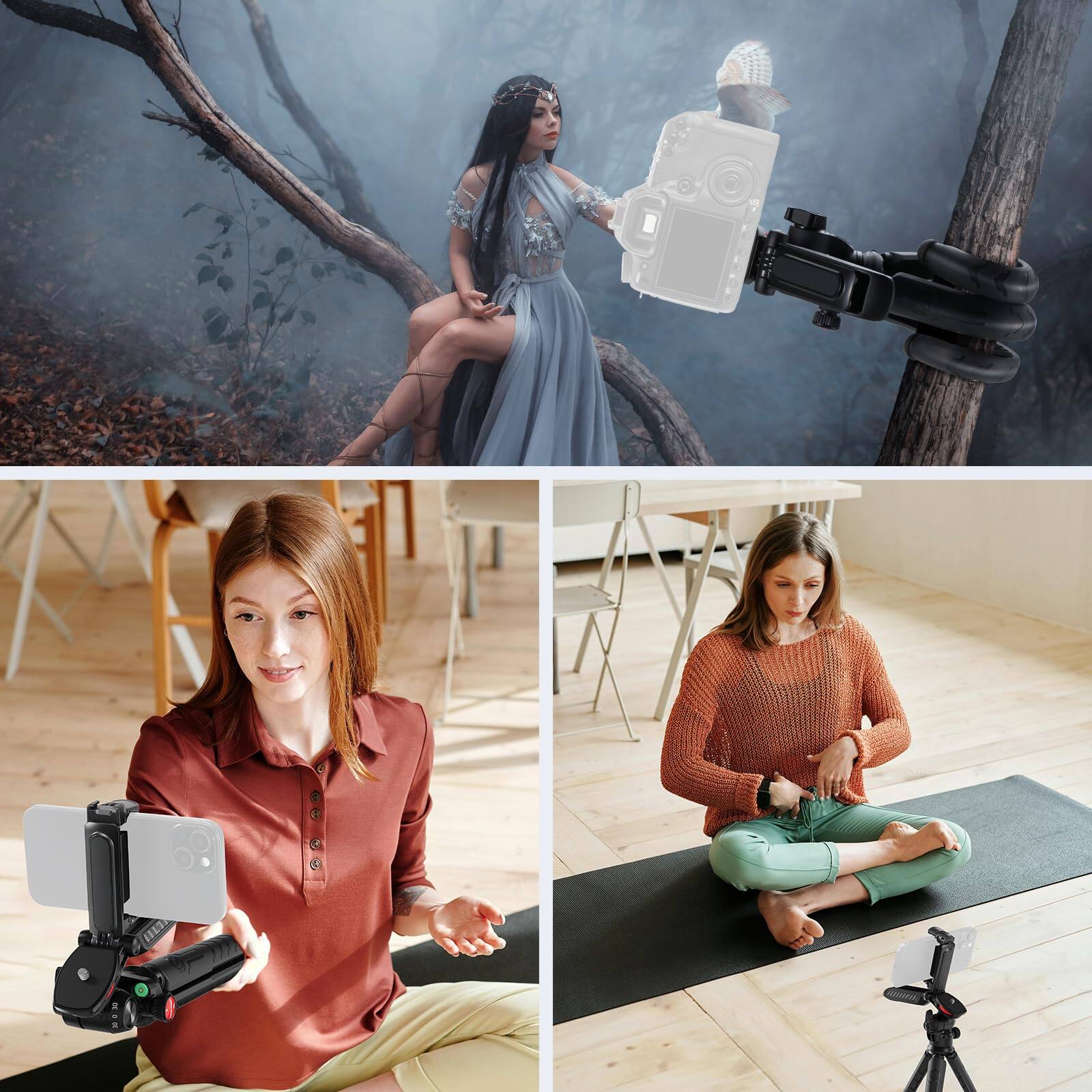 Alt View 4. Neewer - Mini Flex Tripod w/ Remote - Black.