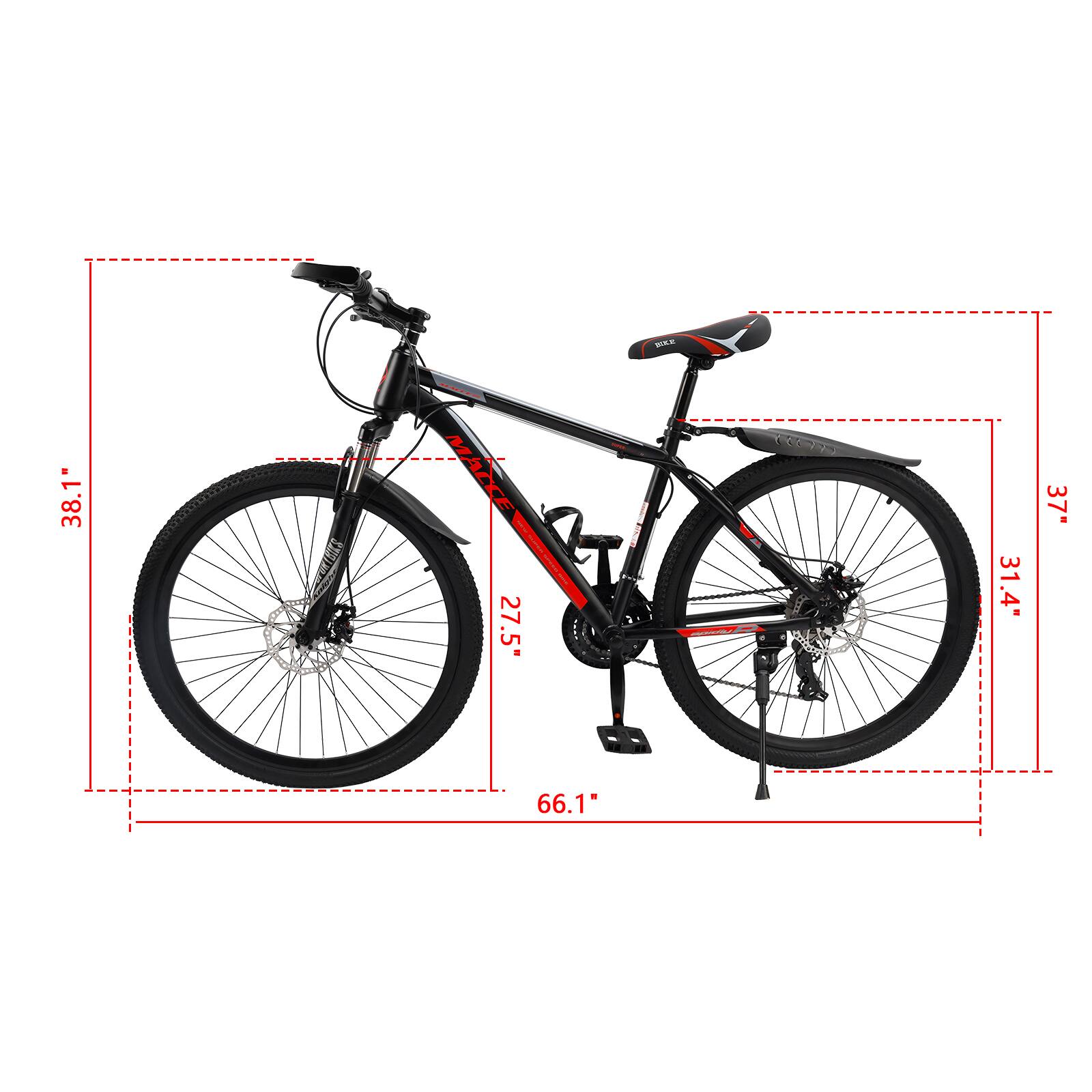 - 1 38.1"  
- MACCE 27.5  
- 31.4"  
- 37"  
- 66.1"