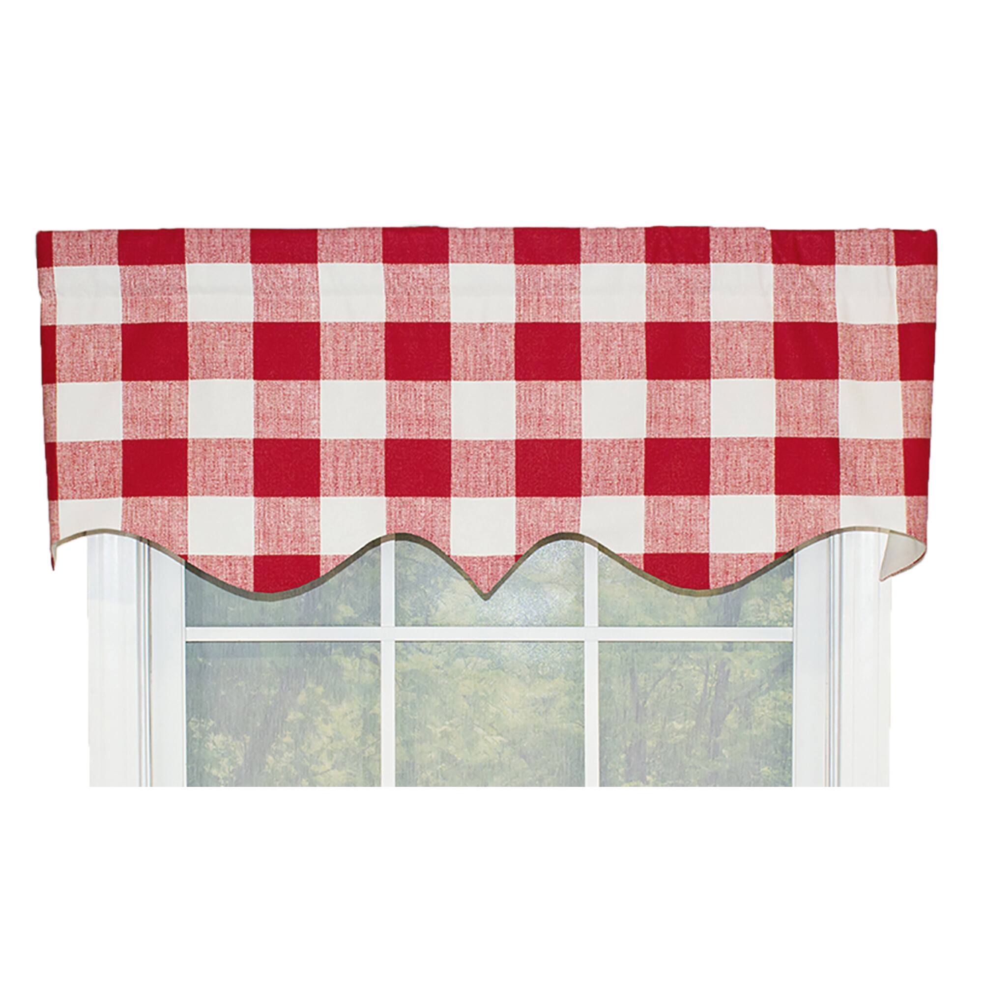 Angle. RLF Home - RLF Home Grande Check Regal Style 3" Rod Pocket Valance 50" x 17" Red - Red.