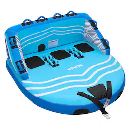 VEVOR - Towable Tubes for Boating, 3-Rider Inflatable Towable Tube for Boat to Pull, 510 lbs Capacity Water Sports Boating Tubes - Blue