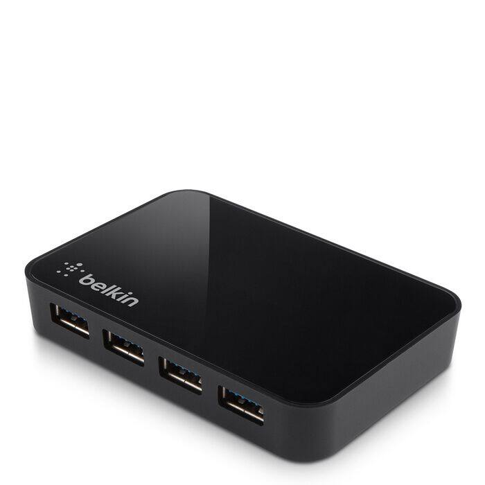 Back. Belkin - SuperSpeed USB 3.0 4-Port Hub - Black.