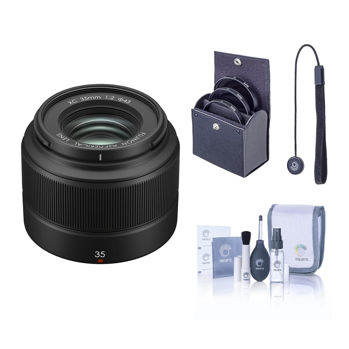 Fujifilm - XC 35mm f/2 Lens, Bundle with 43mm Essentials Filter Kit and Lens Cap Tether