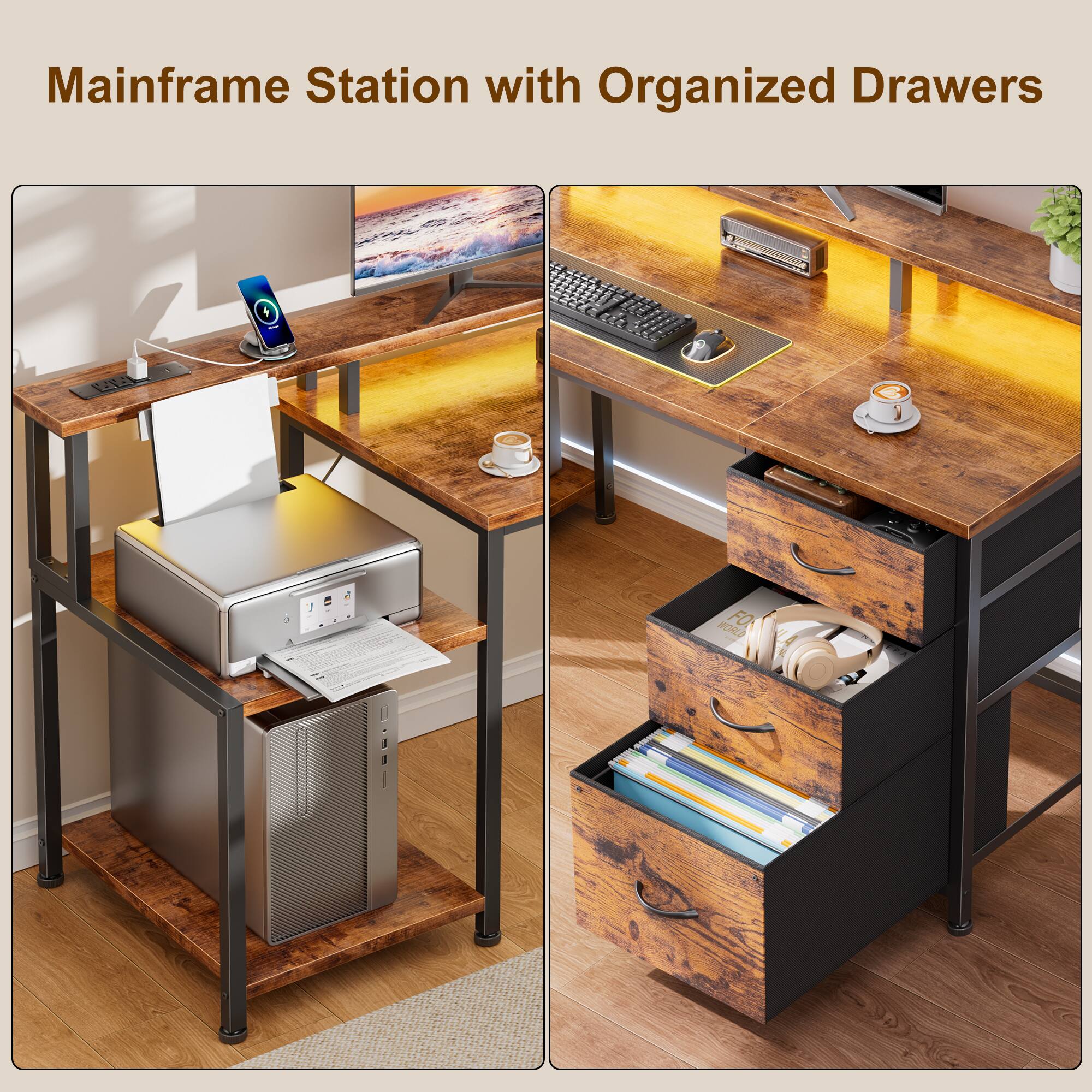 Mainframe Station with Organized Drawers
