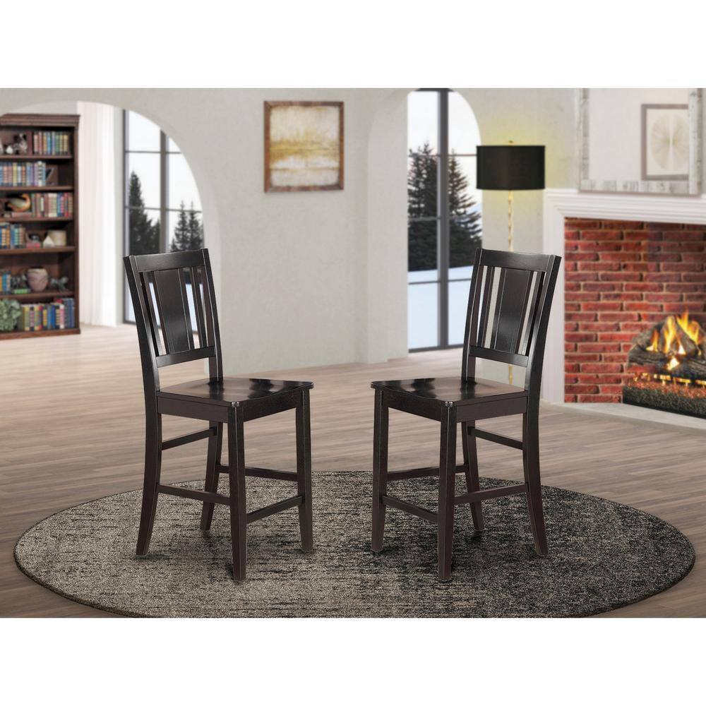 Left. East West Furniture - Buckland Counter Height Chair for dining room with Wood Seat in Black Finish - Black.