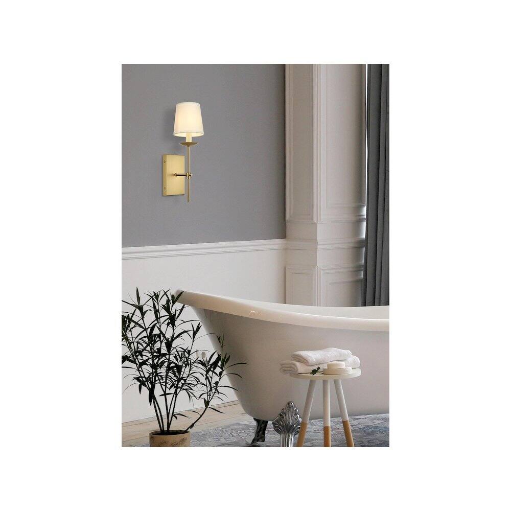 Alt View 3. Living District - Eclipse 4.5 inch Wall Sconce in Satin Gold - Satin Gold And White.