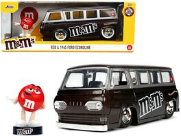 Jada - 1965 Ford Econoline Bus M&M's Diecast Figurine "Hollywood Rides" Series 1/24 - Brown Metallic And Silver with Red