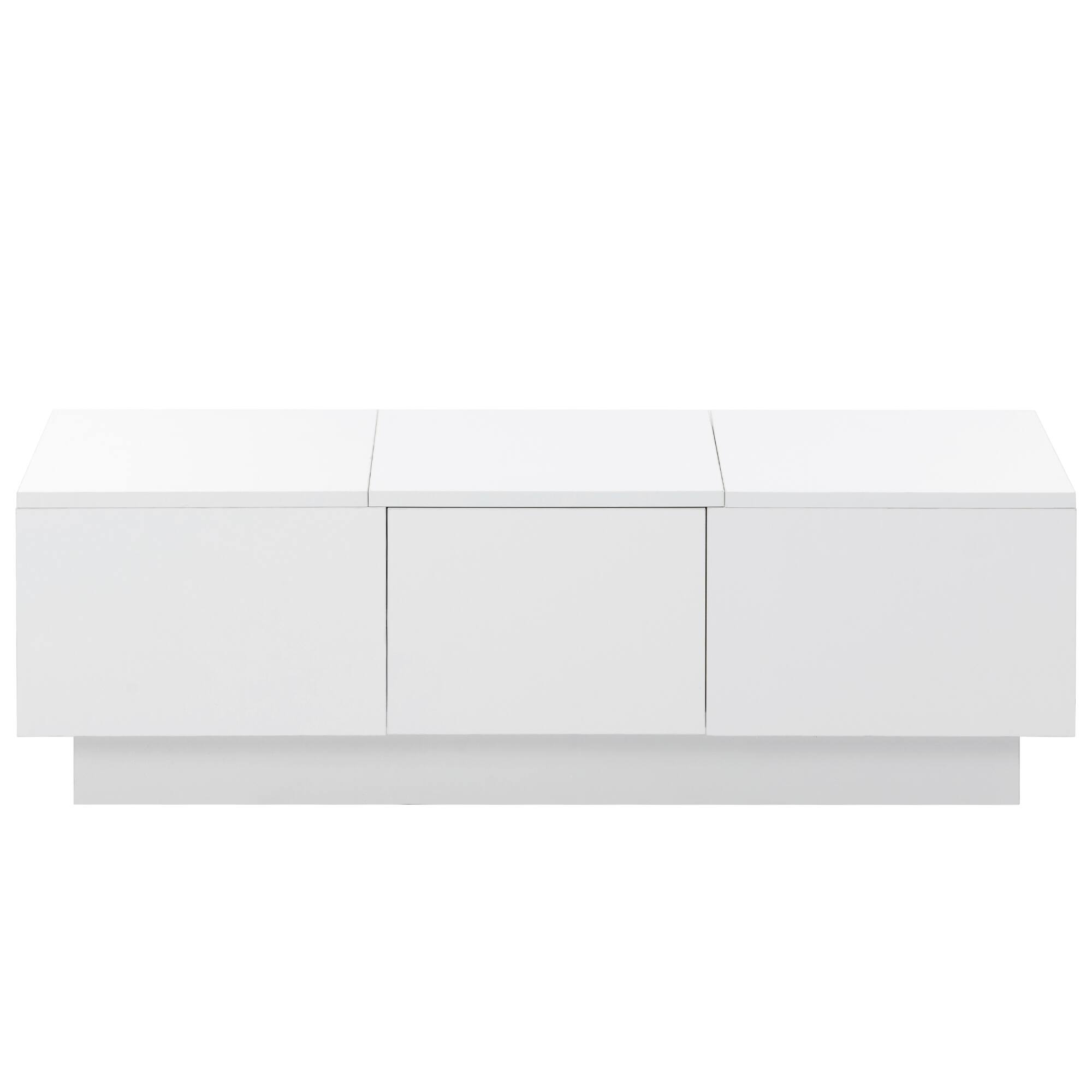 Alt View 7. Tiramisubest - Extendable Coffee Table with 2 Hidden Storage Compartment,High-gloss Center Table with Sliding Top & 2 Drawers,White - White.