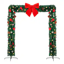 Winado - 7.9 FT Christmas Artificial Tree Archway Decoration, PVC Holiday Tree Arch with 350 LEDs for Outdoor Garden, Flat Top - Green