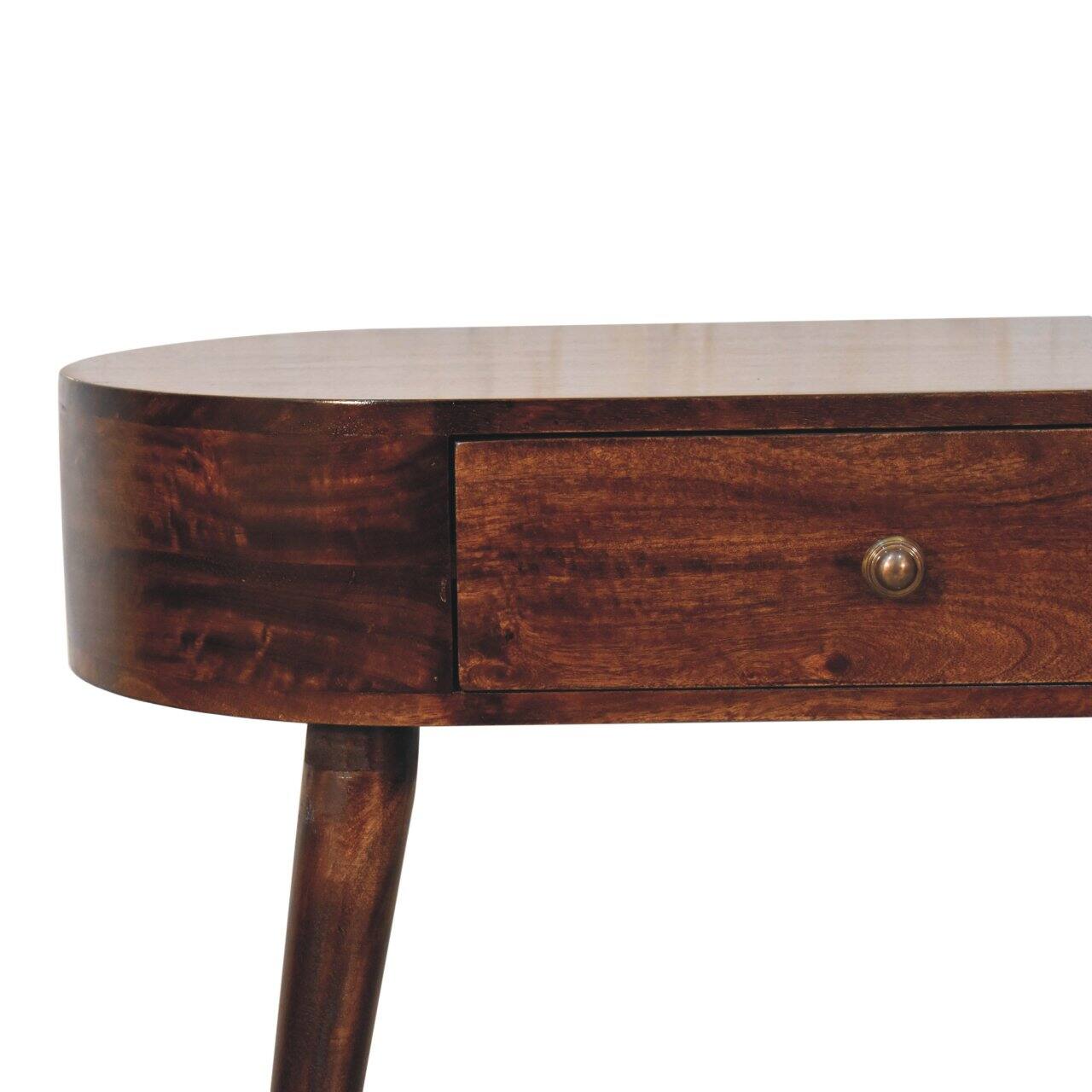 Alt View 1. Artisan Furniture - Artisan Furniture Solid Wood California Walnut Rounded Small Console Table, 1 Drawer, Brown - Brown.