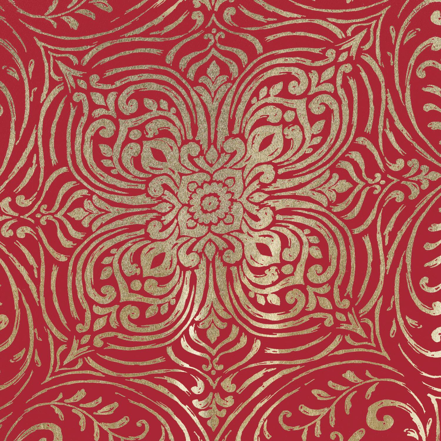 Left. RT Designers Collection - RT Designers Collection Helena Halo Foil Blackout Polyester Window Curtain Grommet Panel 52" x 84" Red - Red.