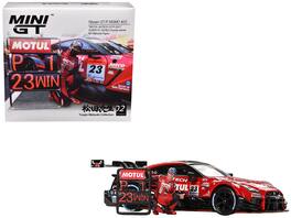 Mini GT - Nissan GT-R NISMO #23 MOTUL AUTECH Tsugio Matsuda Ronnie Quintarelli Suzuka Super GT 2021 with Figure 1/64 - Red with Black