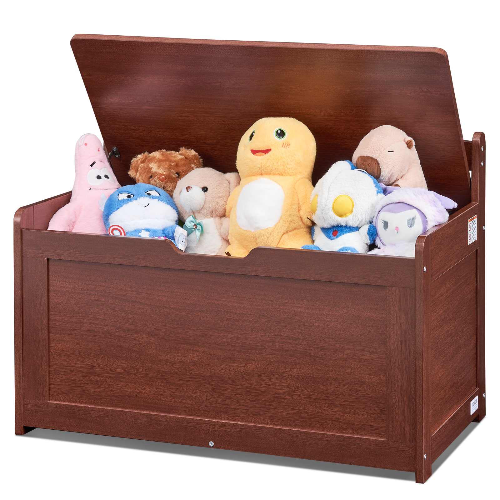 Front. VEVOR - Wooden Toy Chest for Kids, Toddler Toy Storage Box with Flip-Top Lid and Safety Hinge, 32.68 x 17.91 x 24.02" Large Kids - Brown.