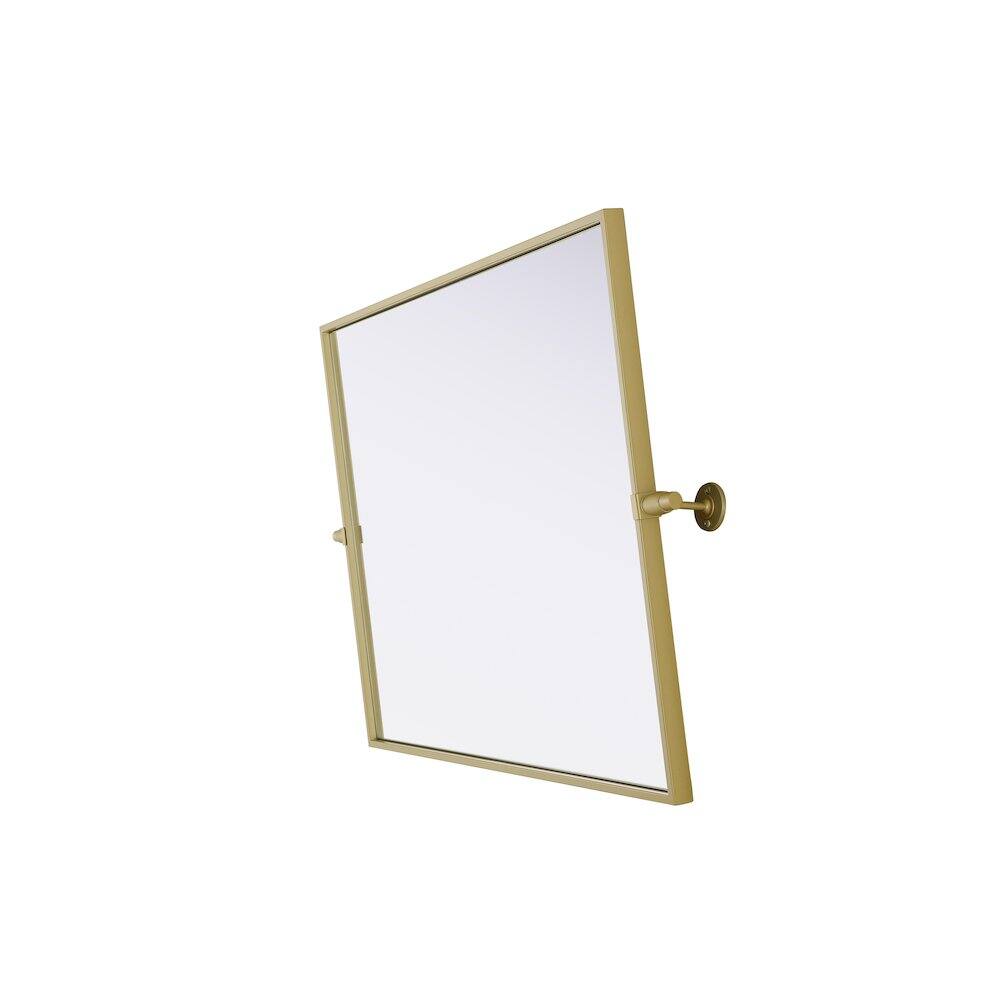 Back. Elegant Kitchen and Bath - Amoura 24X30 Pivot Mirror In Brass - Brass.