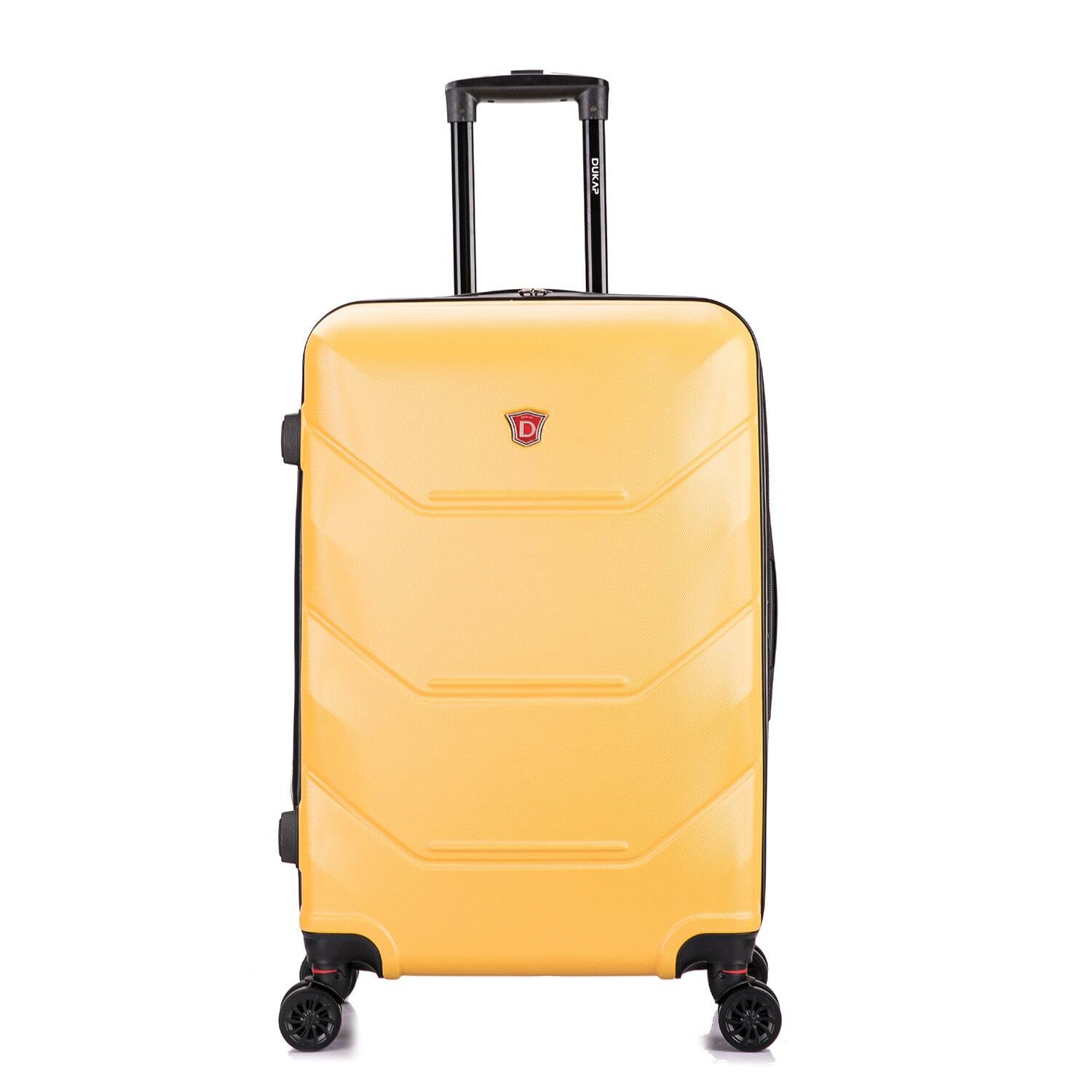 Angle. DUKAP - Zonix Lightweight Hardside Spinner Luggage 26" Luggage - MUSTARD.