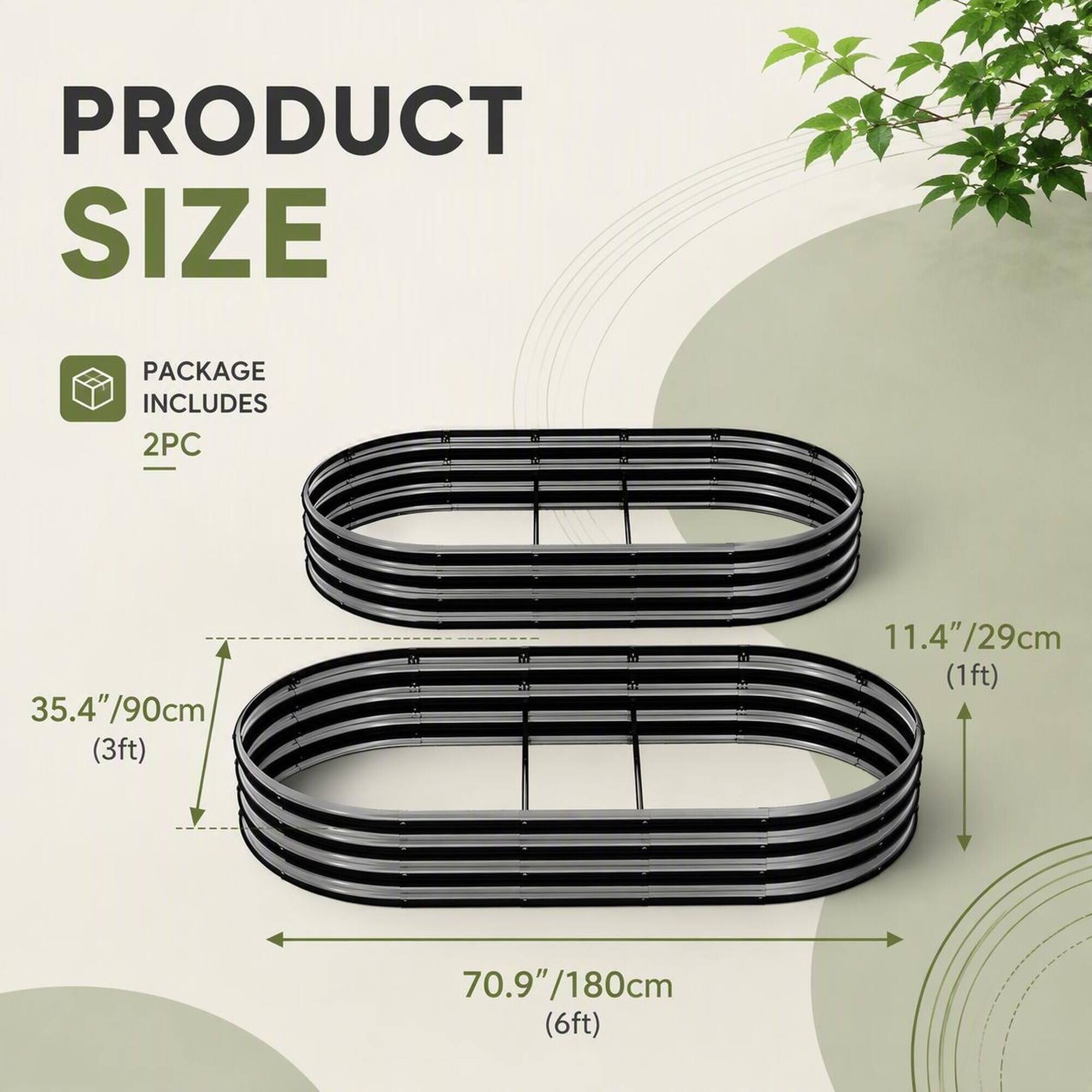 PRODUCT SIZE  
PACKAGE INCLUDES 2PC  
35.4"/90cm (3ft)  
11.4"/29cm (1ft)  
70.9"/180cm (6ft)