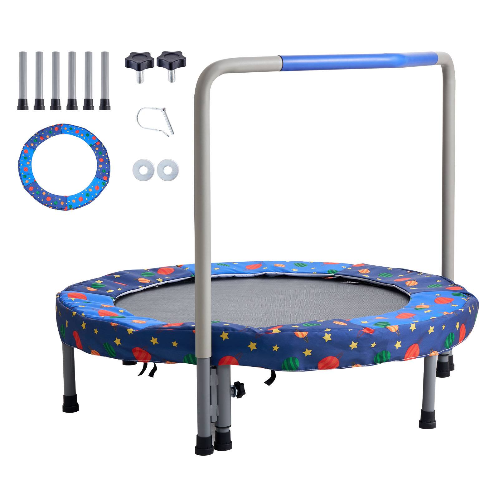 Alt View 5. VEVOR - 36" Kids Trampoline, 3FT Indoor Outdoor Trampoline, Foldable Mini Trampoline with Handle, Rebounder Trampoline - Blue.