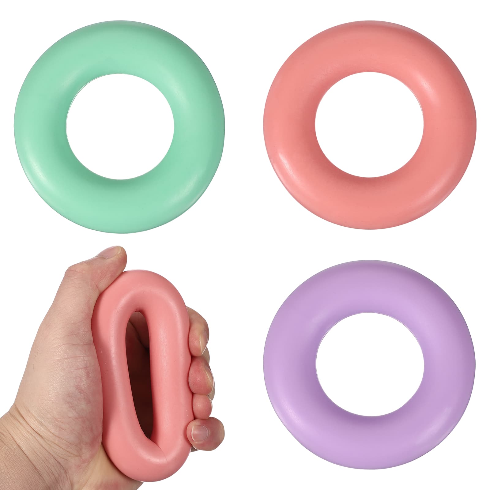 Unique Bargains - Grip Strength Trainer Rings, Portable Hand Grip Strengthener Finger Forearm - For Fitness, 3.5" & 30,40,50 LB - Orange, Green, Purple