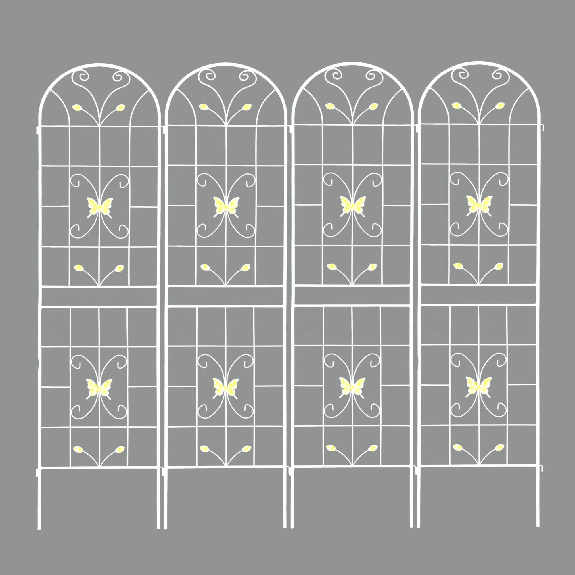 Alt View 6. Loheer - Rustproof Metal Garden Trellis 7.2 x 1.6 ft 4 Pack - Cream White.