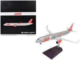 GeminiJets - Airbus A321neo Commercial Aircraft Jet2 (G-SUNO) Tail Gemini 200 Series 1/200 Diecast Model Airplane - Silver with Red