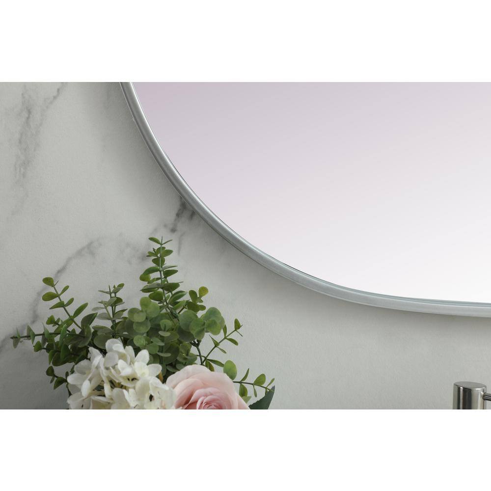 Alt View 3. Elegant Decor - Metal Frame Oval Mirror 24x48 Inch in Silver - Silver.