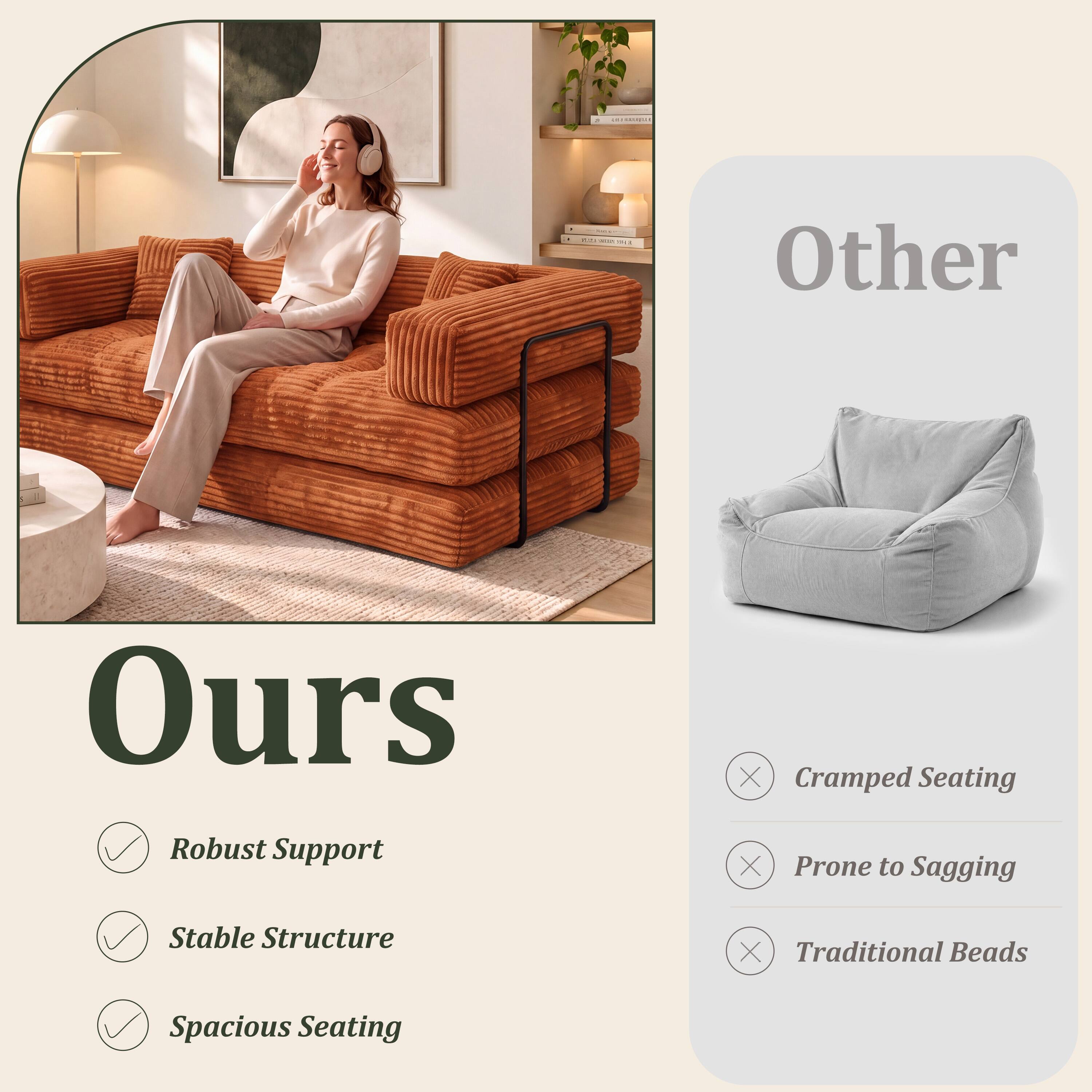 - FLIVERY 2018
- Ours
  - Robust Support
  - Stable Structure
  - Spacious Seating
- Other
  - Cramped Seating
  - Prone to Sagging
  - Traditional Beads