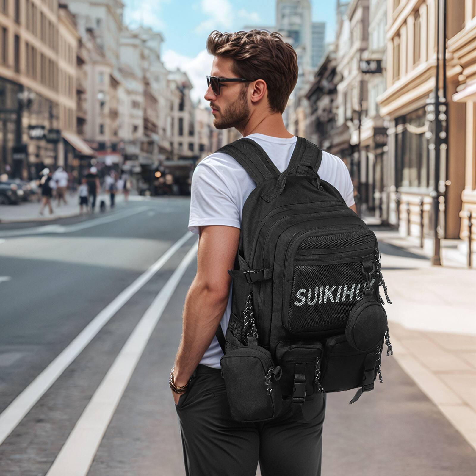 Alt View 1. Unique Bargains - Laptop Backpack for Women, 13" College Schoolbag, Hanging Pockets, Korean Style, Y2k Fashion Backpack - Black.