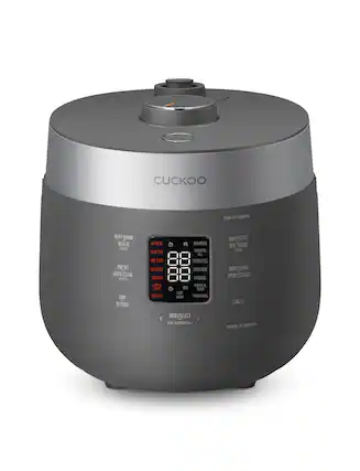 CUCKOO
CRP-ST1009FG
KEEP WARM
REHEAT (twice)
PRESET
AUTO CLEAN
TIME SETTING
H-PRESS
WHITE RICE
SR. TURBO
MIXED RICE
GARLIC RICE
HIGH HEAT
NON-PRESS
WHITE RICE
STOR. RICE
VEGGIE RICE
PORRIDGE
NON-PRESS
OPEN COOKING
HIGH PCOOK
SPR. TURBO
NON PCOOK
OPEN COOKING
CANCEL
MENU/SELECT
LOCK BUTTON
MADE IN KOREA
