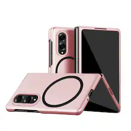Dteck - Magnetic Shockproof Phone Case for Samsung Galaxy Z Fold8, Hard PC Slim Protective Cover with Raised Edge Screen Camera - Pink