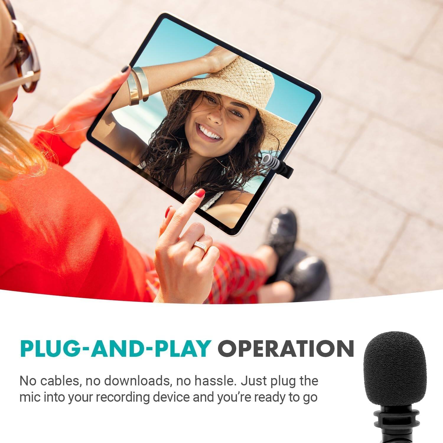 PLUG-AND-PLAY OPERATION

No cables, no downloads, no hassle. Just plug the mic into your recording device and you're ready to go.