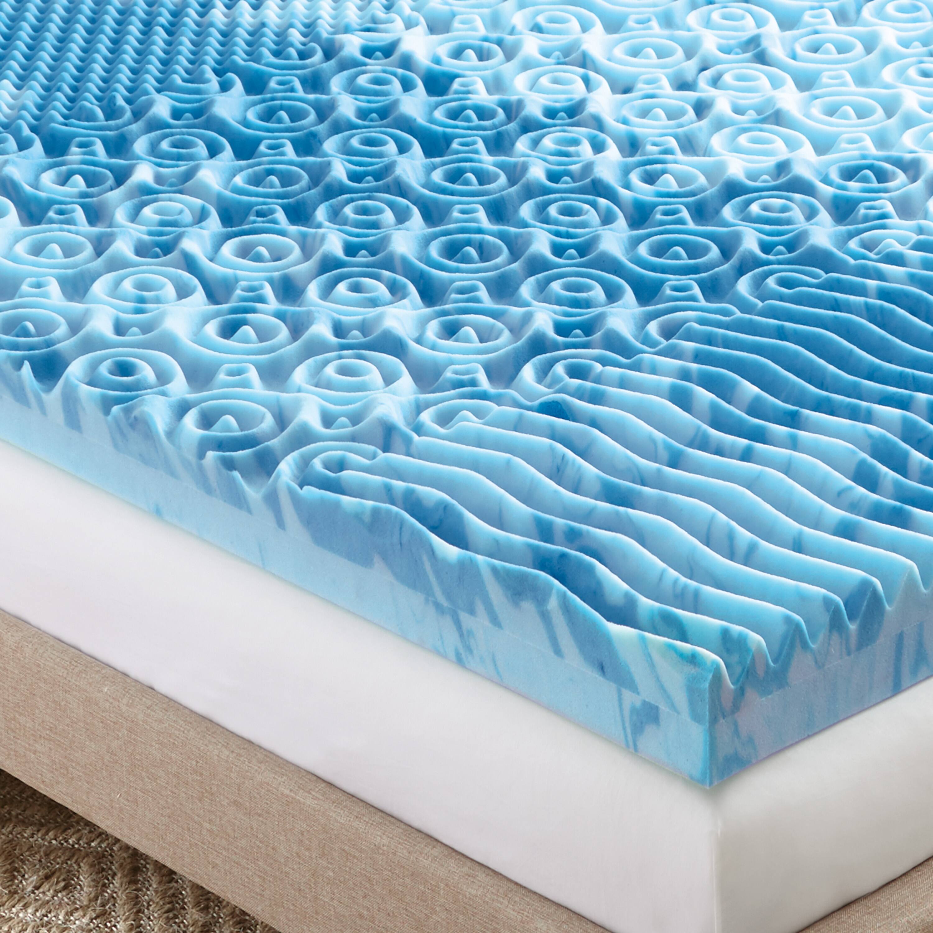 Alt View 4. Nautica - Nautica Home 4 Inch GelLux Memory Foam Cooling Mattress Topper Queen Size - WHITE/BLUE.