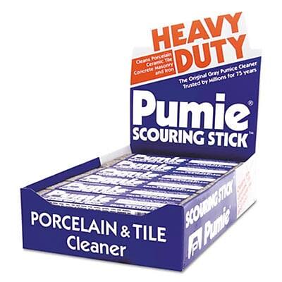 HEAVY DUTY  
Pumie Scouring Stick  
The Original Gray Pumice Cleaner  
Trusted by Millions for 75 Years  

Cleans Ceramic, Porcelain, Masonry, and Tile  
Porcelain & Tile Cleaner  

Pumie Scouring Stick