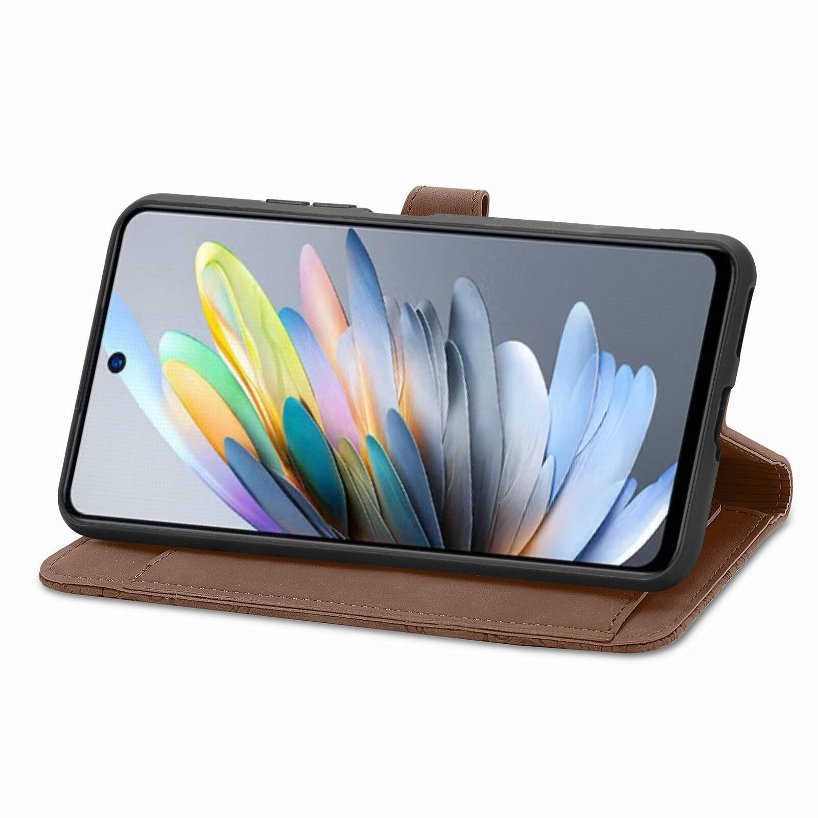 Alt View 2. Dteck - for Motorola G 5G (2025) Wallet Case,Folio Shockproof PU Leather Card Holder Cover with Zipper Pocket & Wrist Strap - Brown.