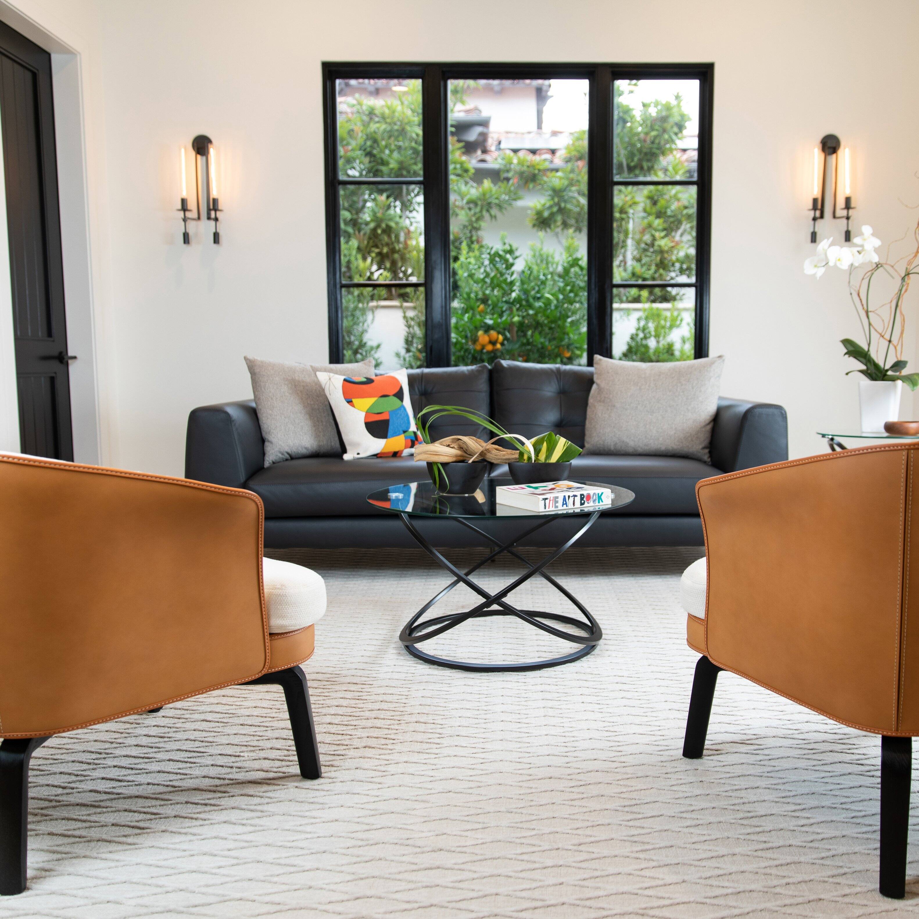 Back. Danya B - Galaxy Black and Tempered Glass Round Coffee Table - Black.