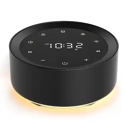 Front. Dazzed Corner - 20 Soothing Sounds White Noise Machine with Alarm Clock & Night Light for Babies and Adults - Black.
