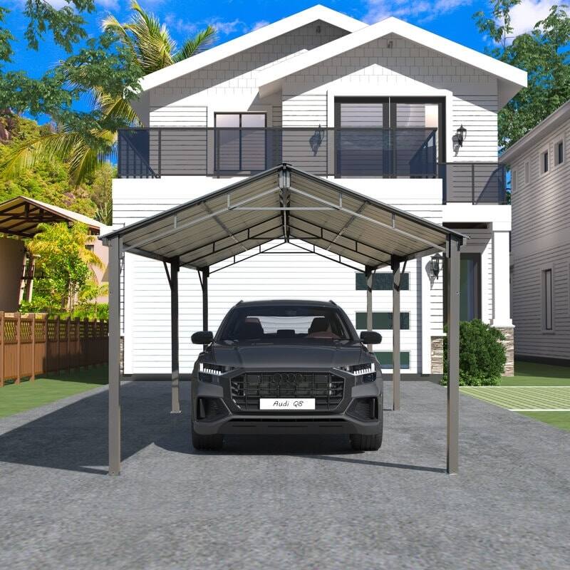 Angle. U-HOMY - Outdoor Carport – Galvanized Steel Roof, Heavy-Duty All-Weather Shelter for Cars, Boats, Tractors & Equipment - 10'x 20'.