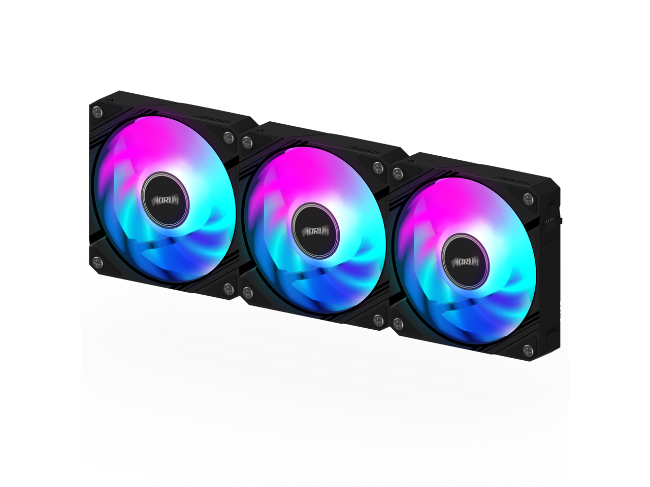 Alt View 1. GIGABYTE - AORUS EZ CHAIN FAN 120 ICE (3-Pack), 120mm Hydro Dynamic Bearing ARGB Computer Case Fan - ARGB.