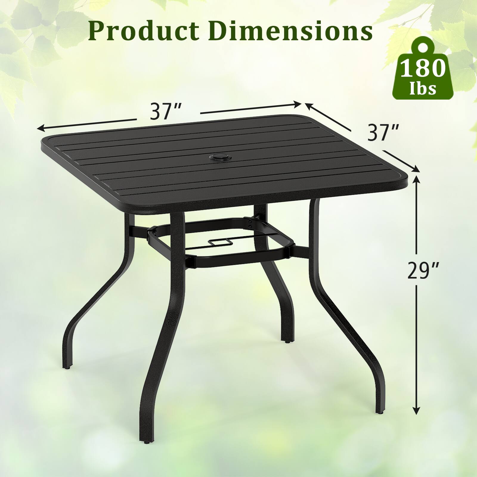 Product Dimensions: 180 lbs, 37" x 37" x 29"