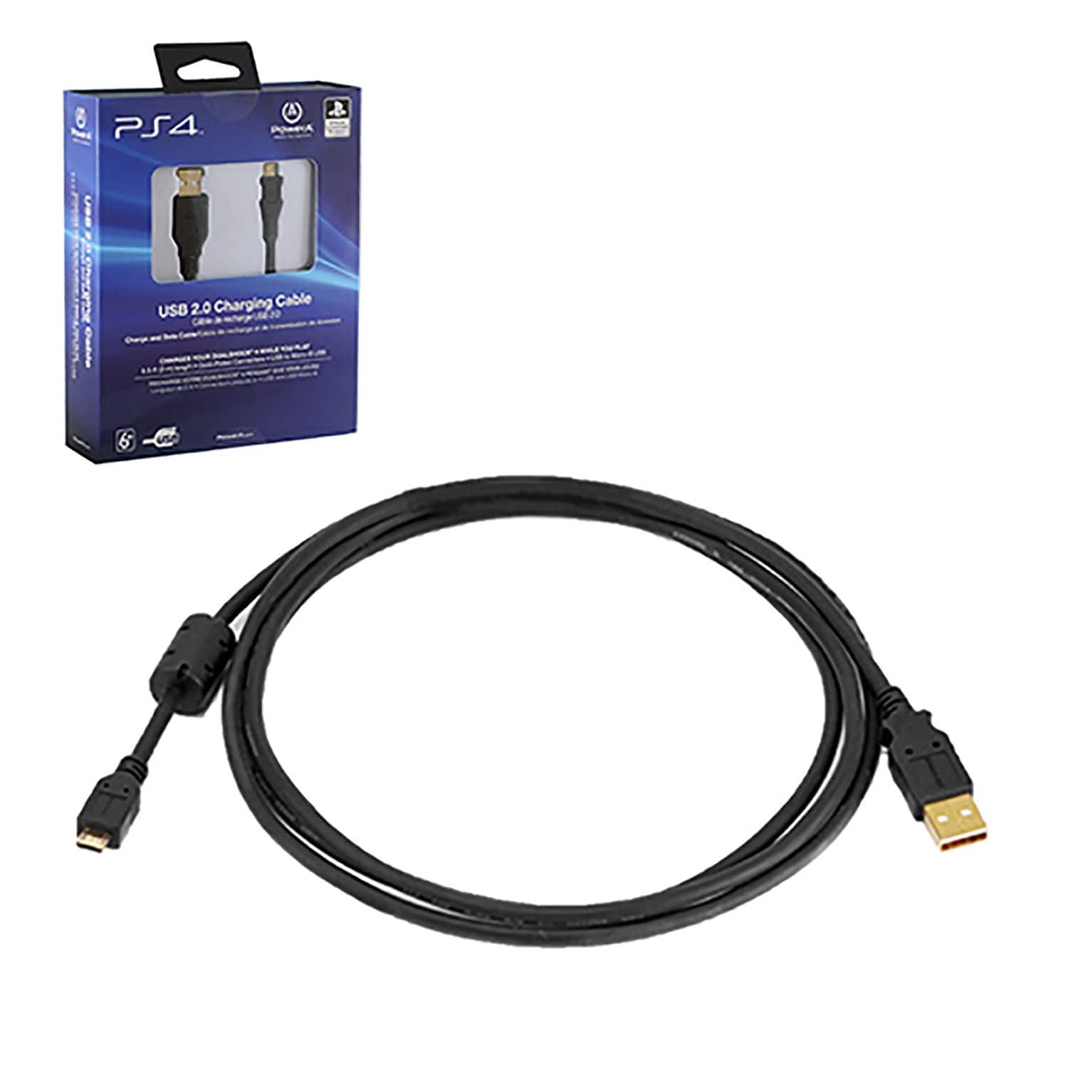PowerA - USB Charge Cable for PlayStation 4 - Black - Front_Zoom
