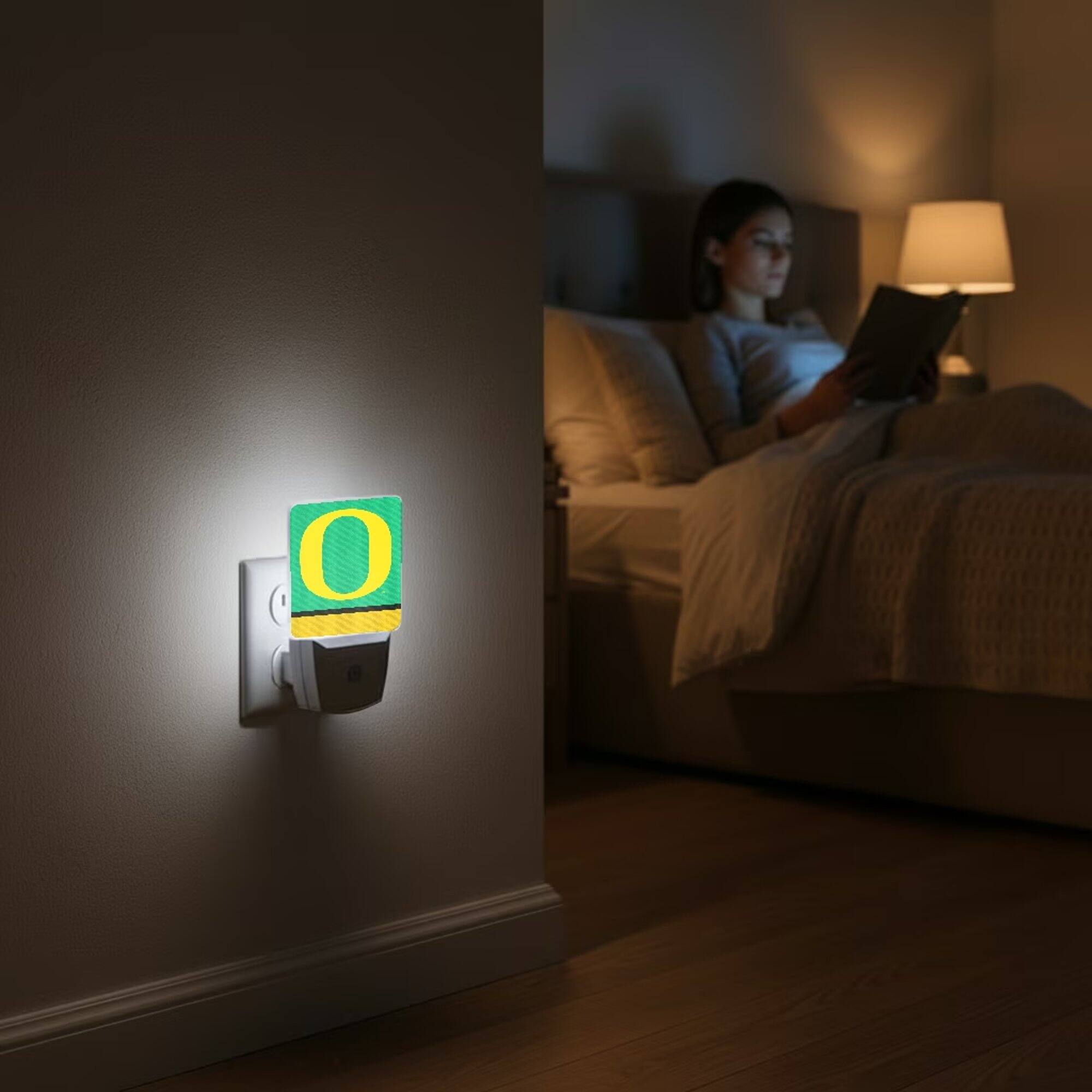 Alt View 3. Keyscaper - Oregon Ducks Stripe Design Nightlight 2-Pack - Multicolor.