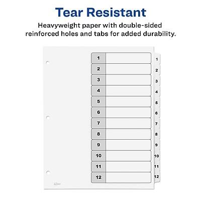 Tear Resistant  
Heavyweight paper with double-sided reinforced holes and tabs for added durability.

1 1  
2 2  
3 3  
4 4  
5 5  
6 6  
7 7  
8 8  
9 9  
10 10  
11 11  
12 12