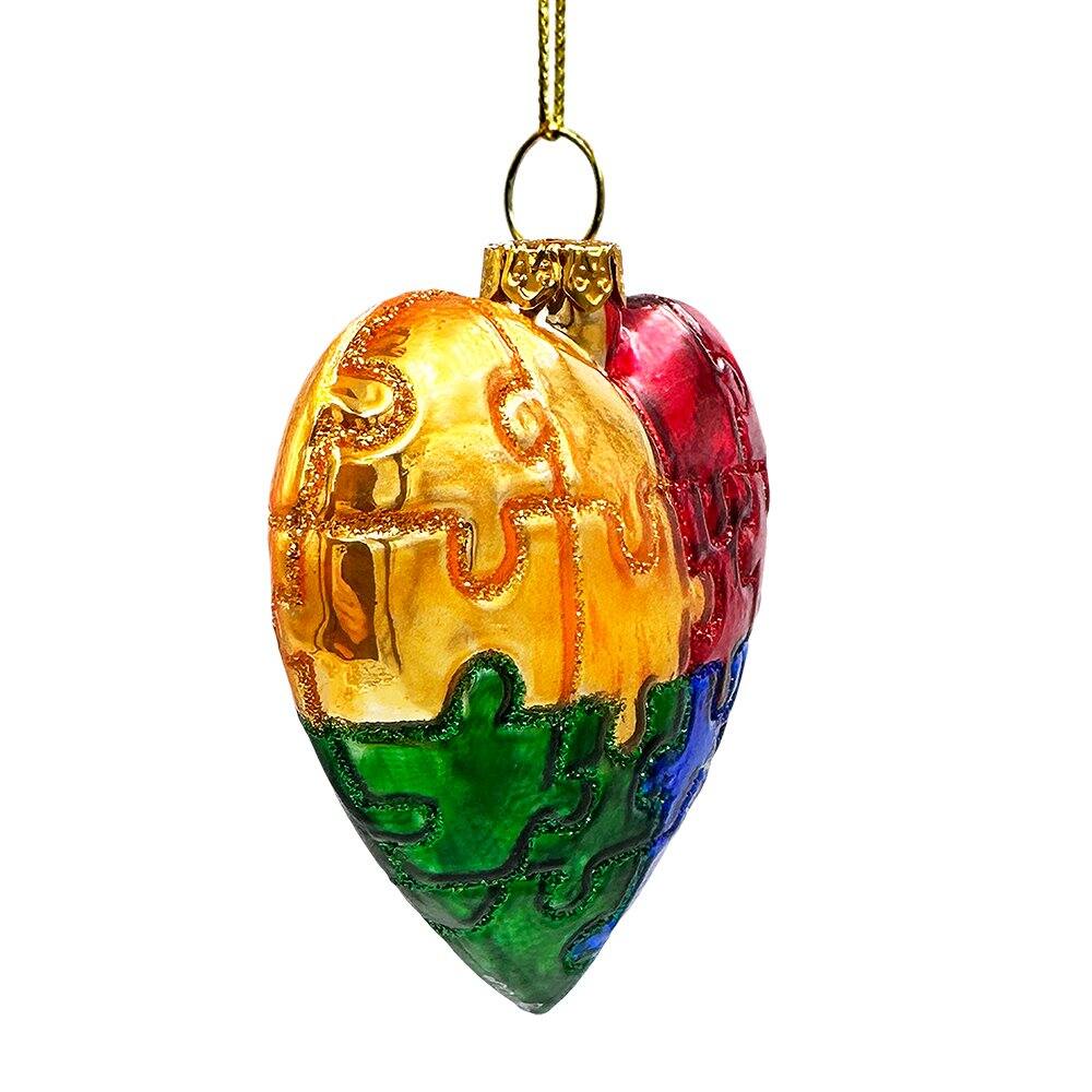 Alt View 1. OrnamentallyYou - Sentimental Autism Heart Puzzle Glass Christmas Ornament Autistic Child Parent Gift - Multi-colored.
