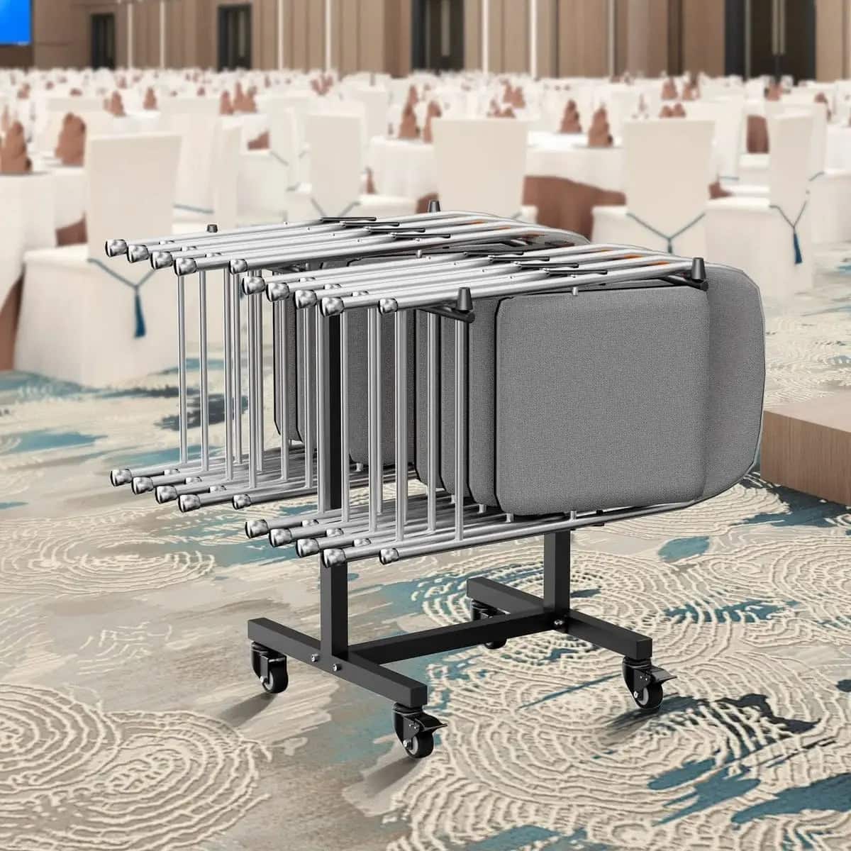 VEVOR - Folding Chair Cart, T-Shape, Holds 14 Chairs, 200 lb Capacity - Black