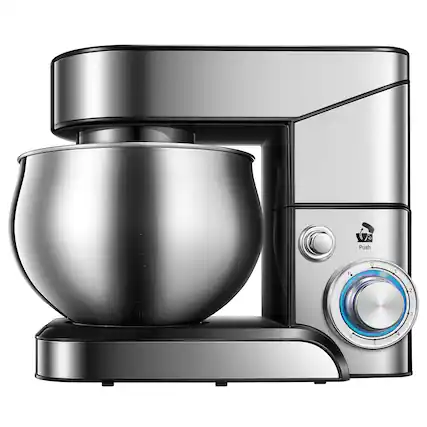 Front. FOHERE - .8 Qt Stand Mixer, 6 Speed Stainless Steel Mixer, Powerful Kitchen Dough Mixers - silver.
