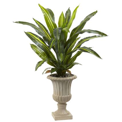 Front. BreeBe - 5' Dracaena Plant with Urn (Real Touch) - Green.