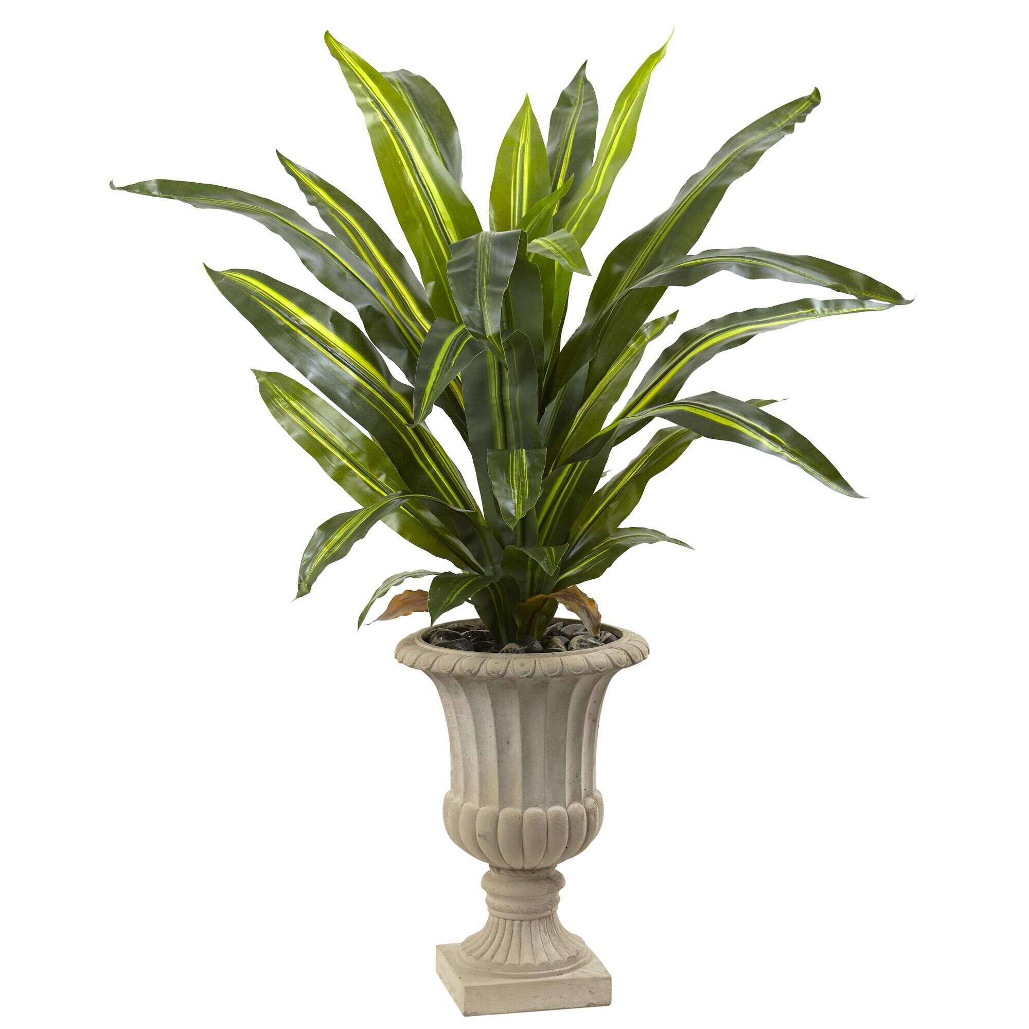 Front. BreeBe - 5' Dracaena Plant with Urn (Real Touch) - Green.