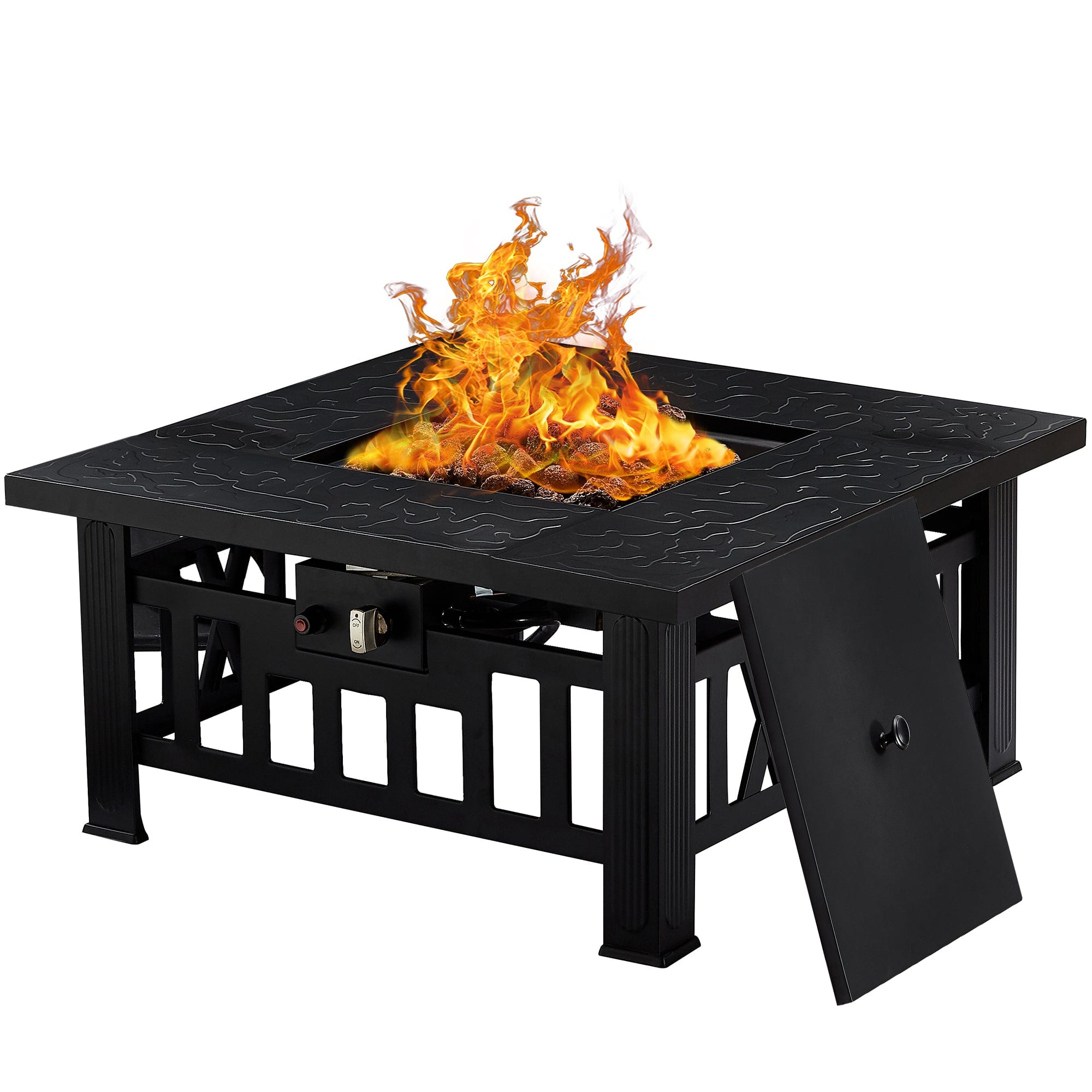Vecelo - 30 Inch Square Propane Fire Pit Table, 50,000 BTU Gas Fire Table with Lid, CSA Outdoor Patio Firepit price history on PriceWatchPro