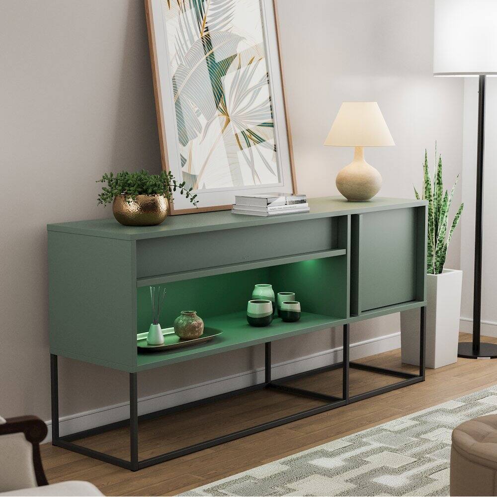 Alt View 3. Furniture of America - Yazda TV Stand Fits TV's up to 65 in. with LED Lights - Green.