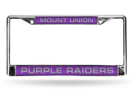 Rico Industries - Mount Union Purple Raiders Chrome Metal Laser Cut License Plate Frame - Multi
